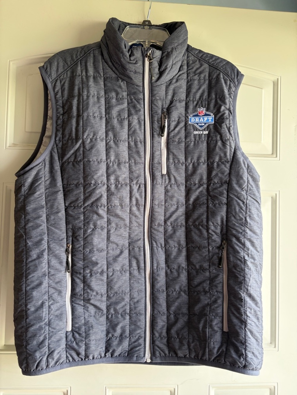 Cutter & Buck Heather Gray Green Bay Packers Zip-Front Vest with 2025 NFL Draft